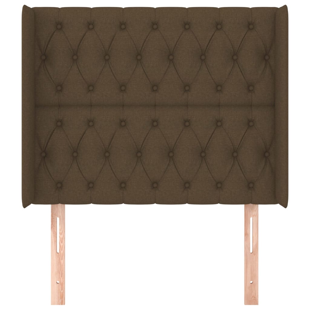 sengegavl med kanter 103x16x118/128 cm stof mørkebrun