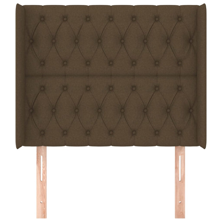 sengegavl med kanter 103x16x118/128 cm stof mørkebrun