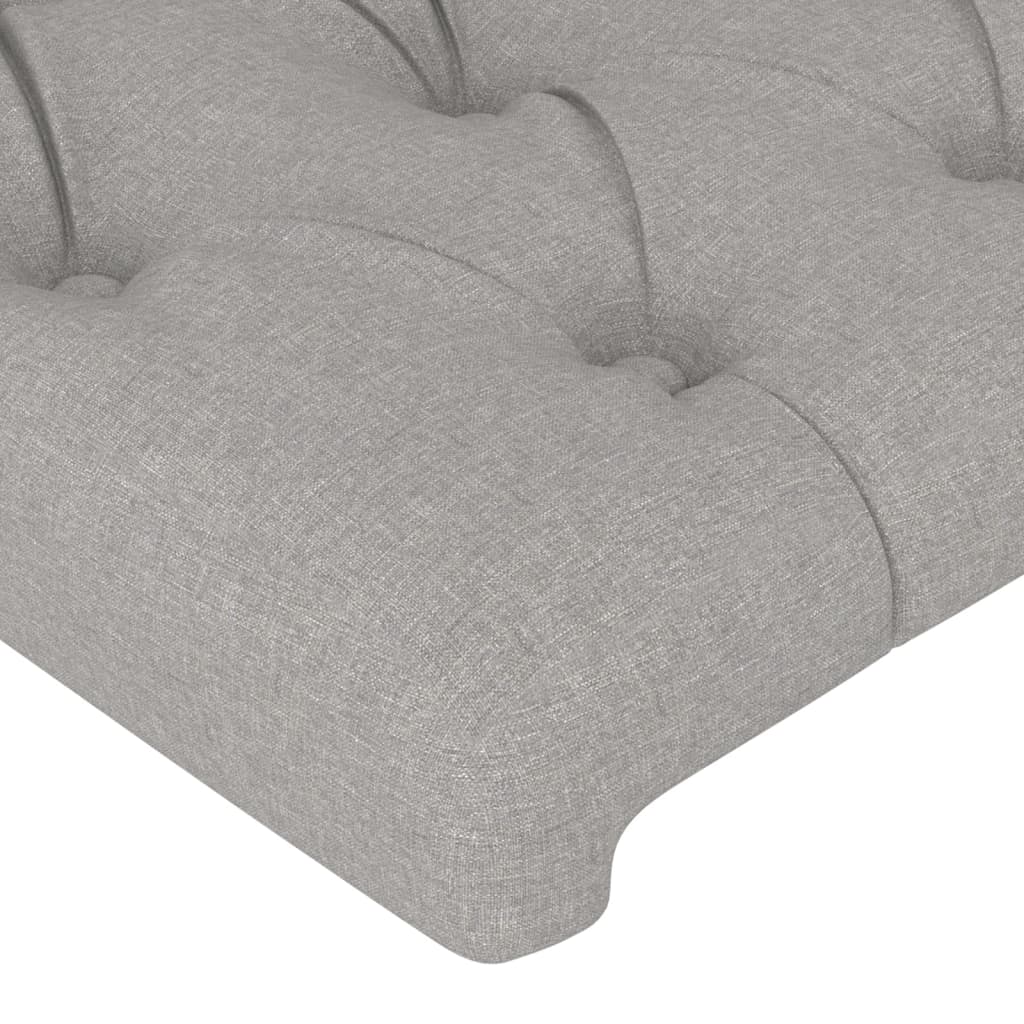 sengegavl med kanter 147x16x118/128 cm stof lysegrå