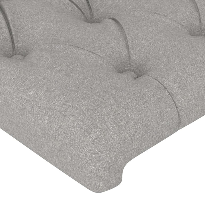 sengegavl med kanter 147x16x118/128 cm stof lysegrå