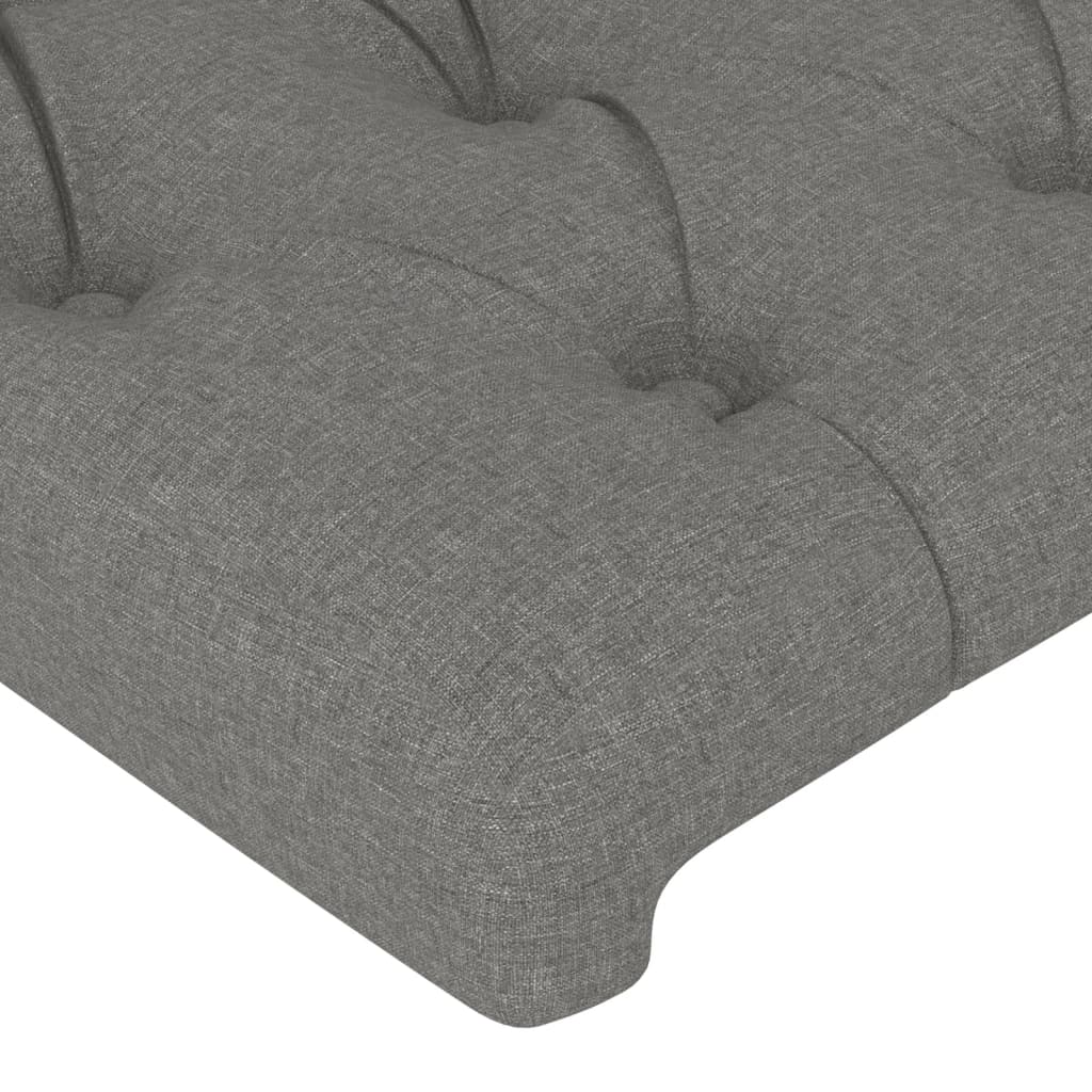 sengegavl med kanter 147x16x118/128 cm stof mørkegrå