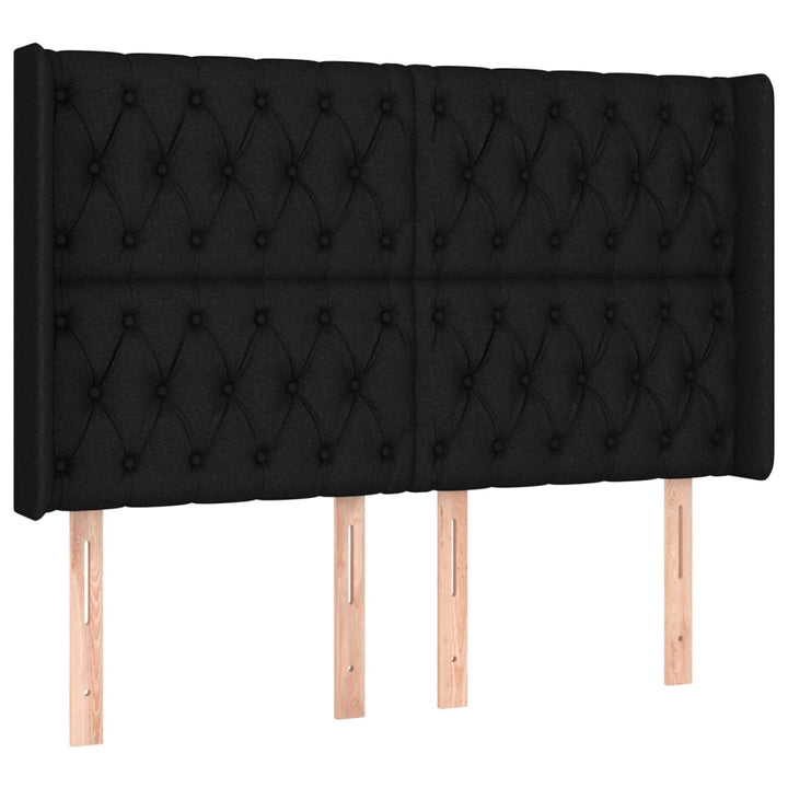 sengegavl med kanter 147x16x118/128 cm stof sort