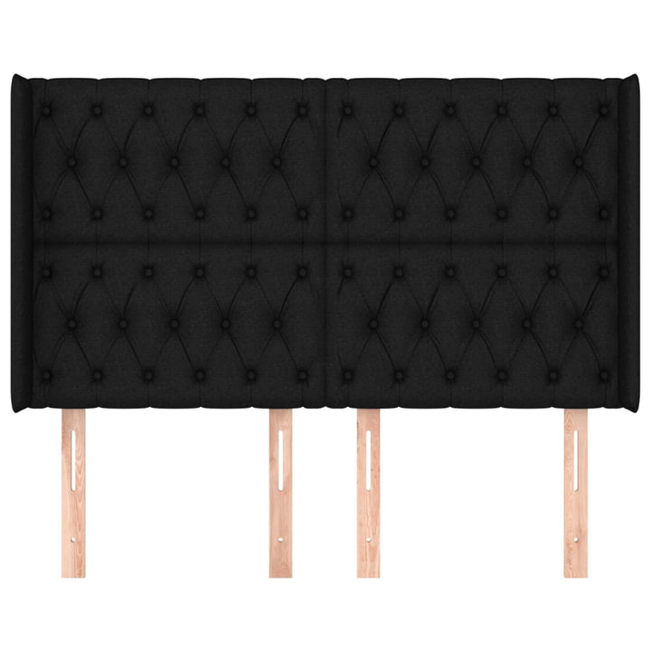 sengegavl med kanter 147x16x118/128 cm stof sort