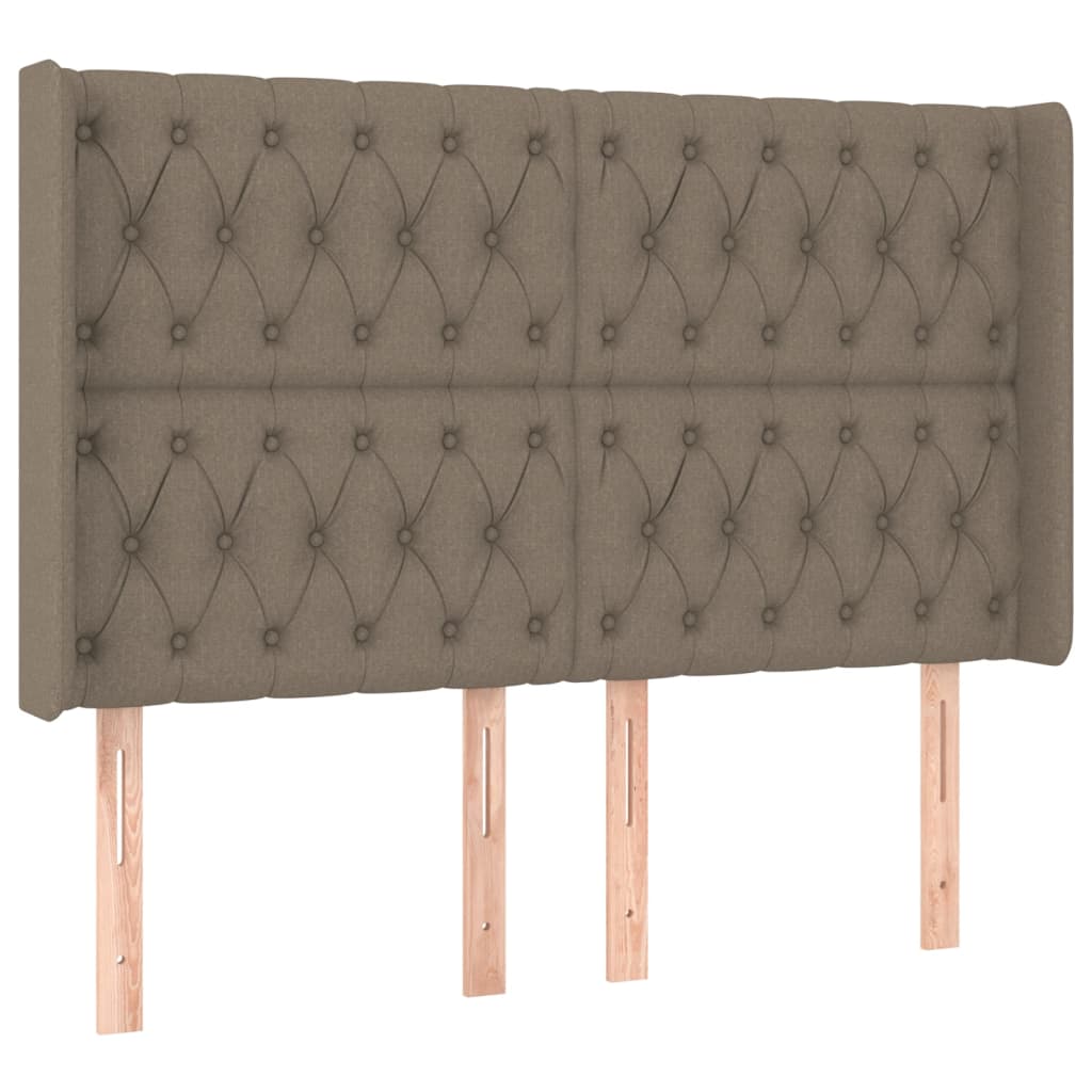 sengegavl med kanter 147x16x118/128 cm stof gråbrun