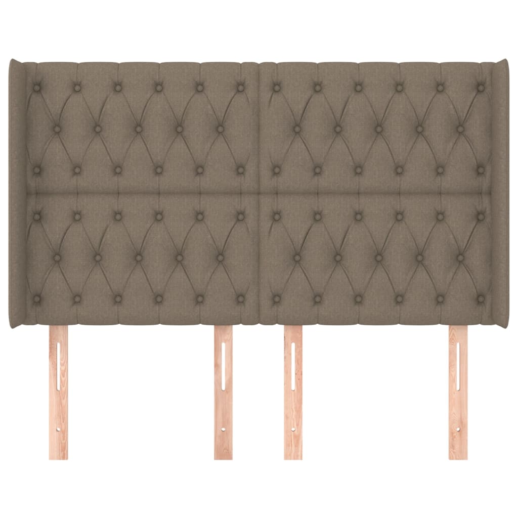 sengegavl med kanter 147x16x118/128 cm stof gråbrun