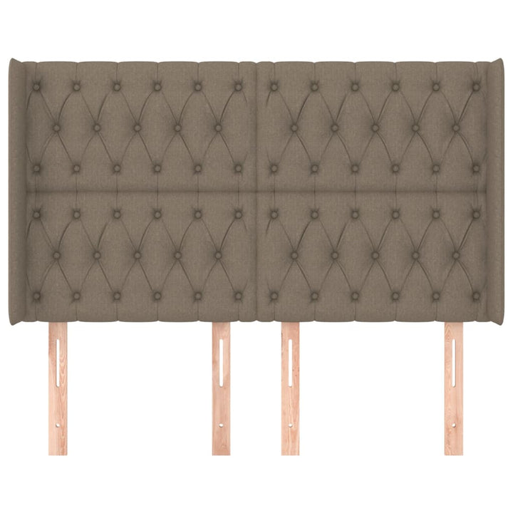 sengegavl med kanter 147x16x118/128 cm stof gråbrun