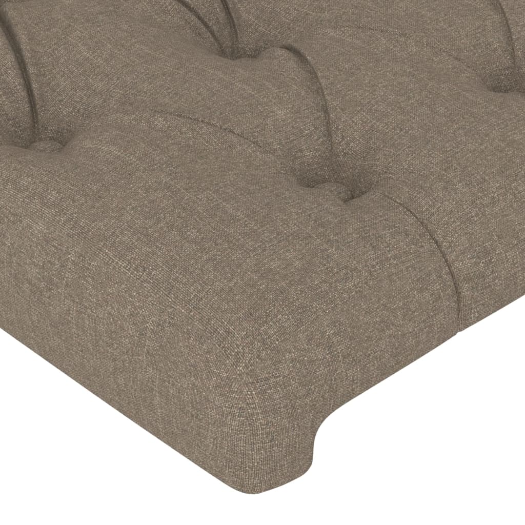 sengegavl med kanter 147x16x118/128 cm stof gråbrun