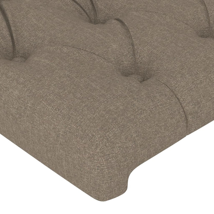 sengegavl med kanter 147x16x118/128 cm stof gråbrun