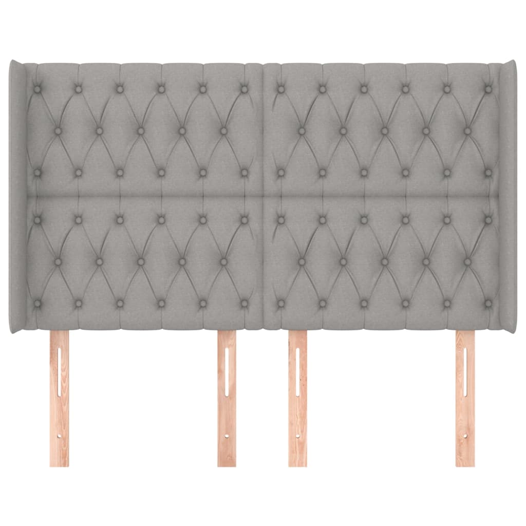 sengegavl med kanter 163x16x118/128 cm stof lysegrå