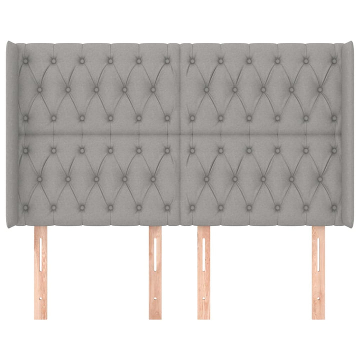sengegavl med kanter 163x16x118/128 cm stof lysegrå