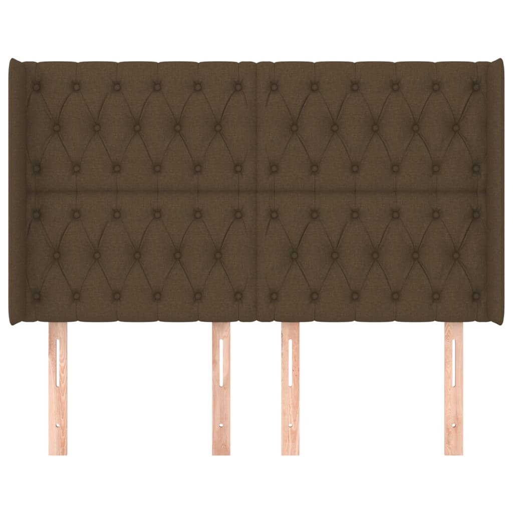 sengegavl med kanter 163x16x118/128 cm stof mørkebrun