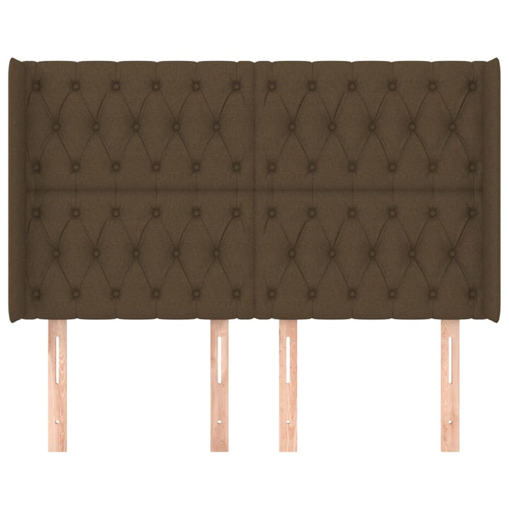 sengegavl med kanter 163x16x118/128 cm stof mørkebrun