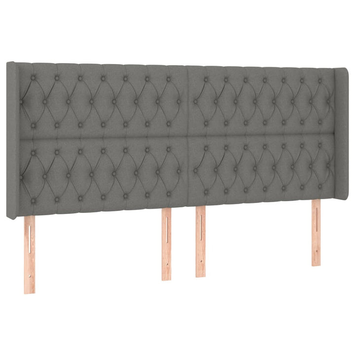 sengegavl med kanter 183x16x118/128 cm stof mørkegrå