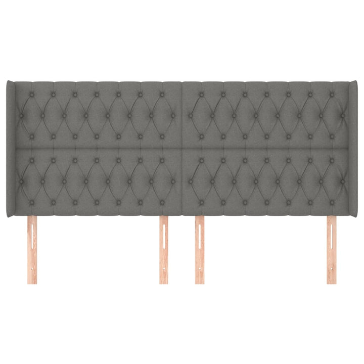 sengegavl med kanter 183x16x118/128 cm stof mørkegrå