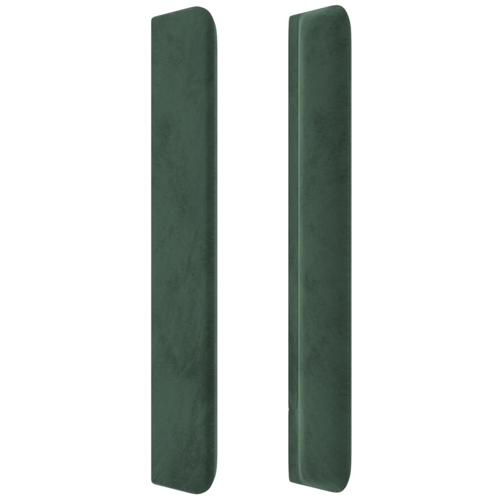 sengegavl med kanter 103x16x118/128 cm fløjl mørkegrøn