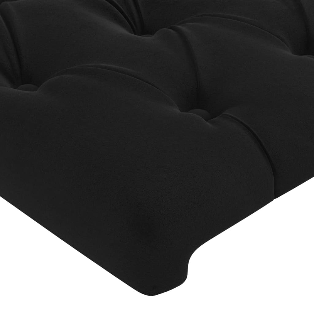 sengegavl med kanter 147x16x118/128 cm fløjl sort