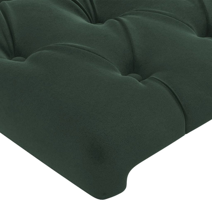 sengegavl med kanter 147x16x118/128 cm fløjl mørkegrøn