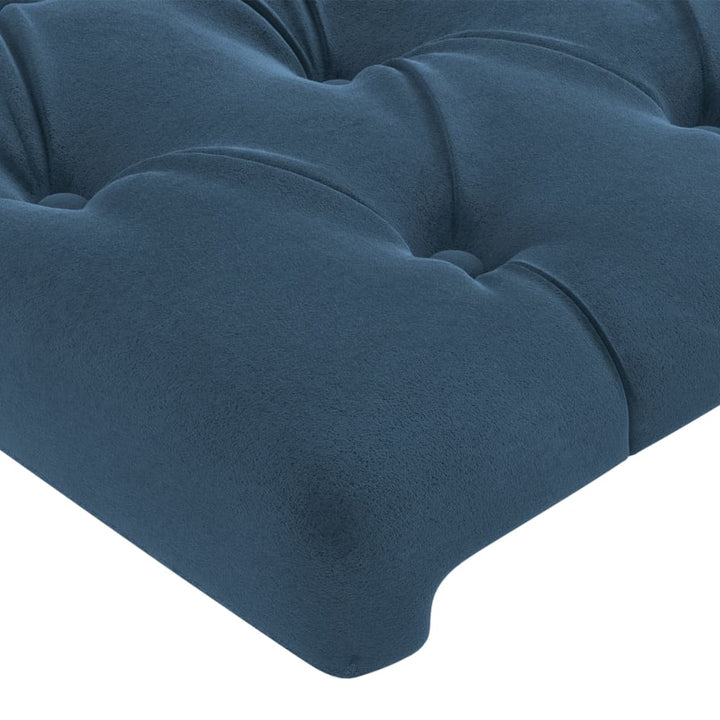 sengegavl med kanter 147x16x118/128 cm fløjl mørkeblå