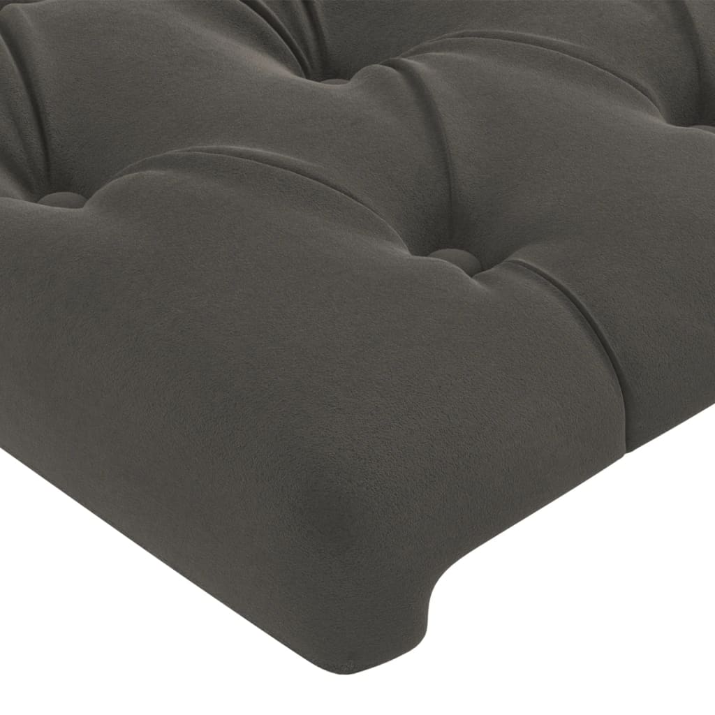 sengegavl med kanter 163x16x118/128 cm fløjl mørkegrå