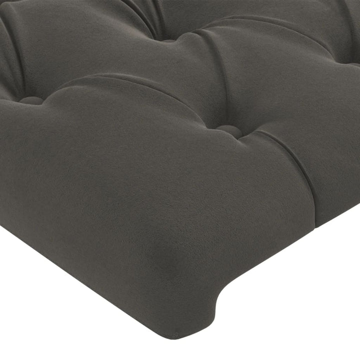 sengegavl med kanter 163x16x118/128 cm fløjl mørkegrå