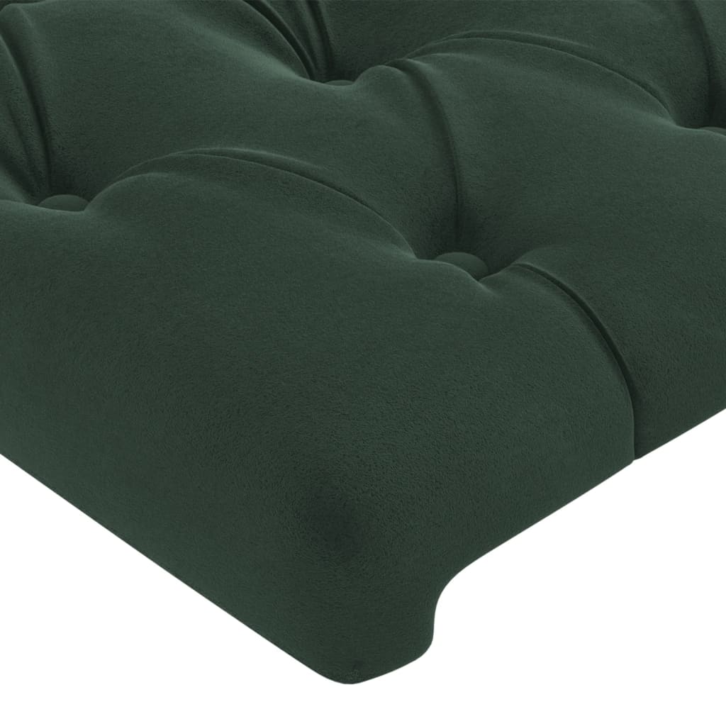 sengegavl med kanter 163x16x118/128 cm fløjl mørkegrøn