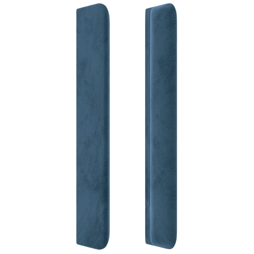 sengegavl med kanter 163x16x118/128 cm fløjl mørkeblå