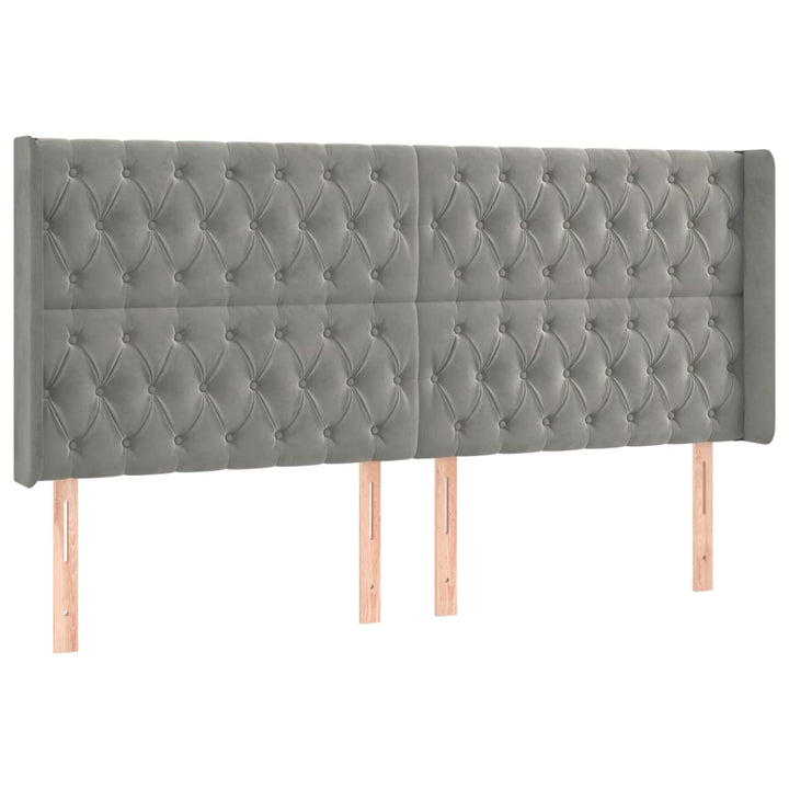 sengegavl med kanter 183x16x118/128 cm fløjl lysegrå