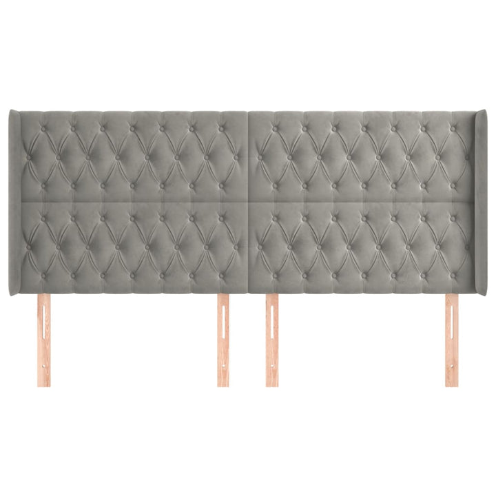 sengegavl med kanter 183x16x118/128 cm fløjl lysegrå
