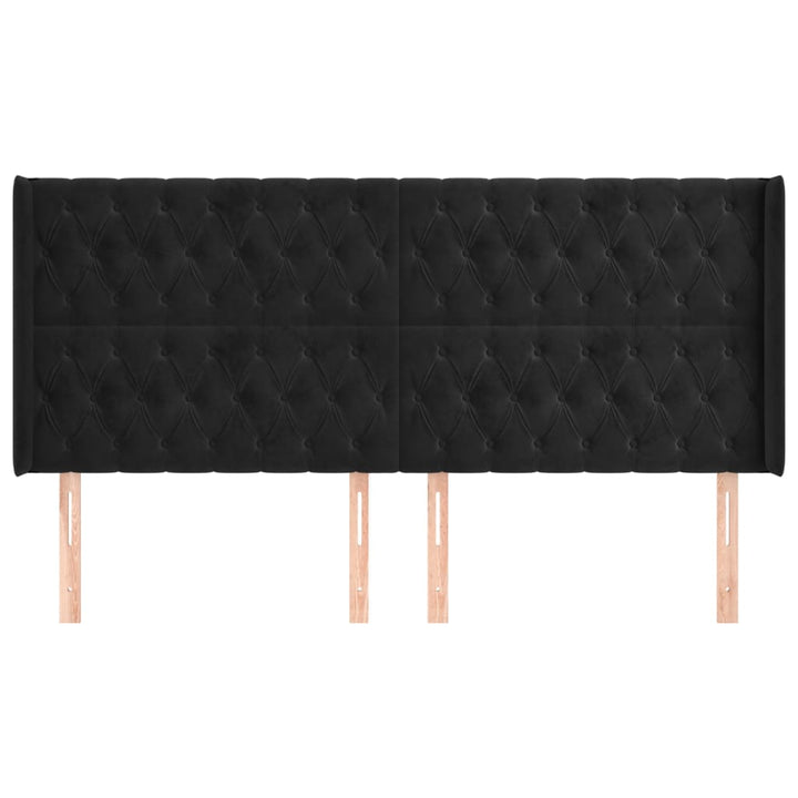 sengegavl med kanter 183x16x118/128 cm fløjl sort