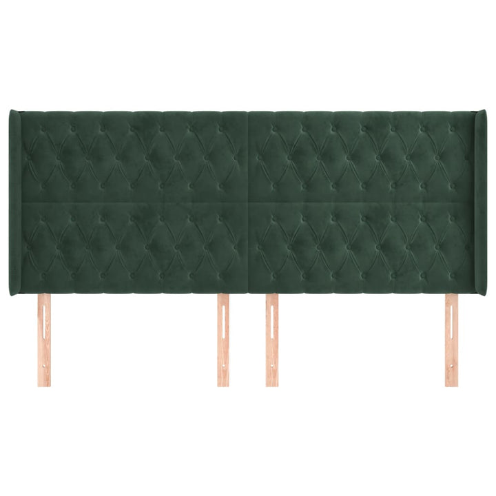 sengegavl med kanter 183x16x118/128 cm fløjl mørkegrøn