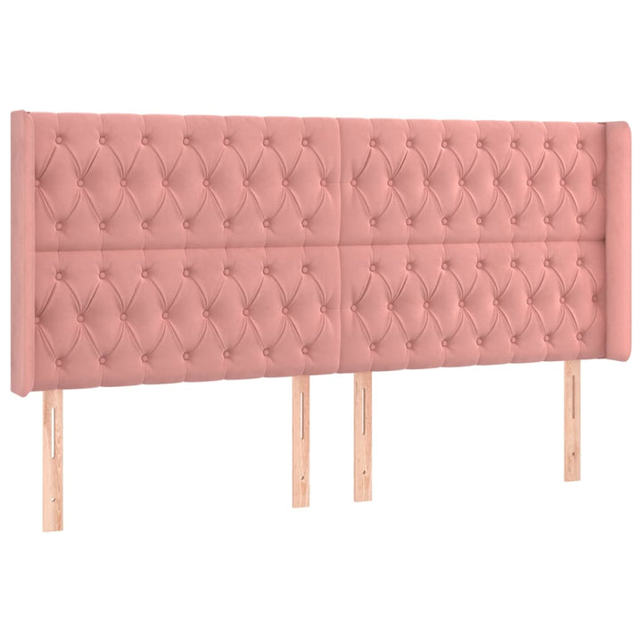 sengegavl med kanter 183x16x118/128 cm fløjl lyserød