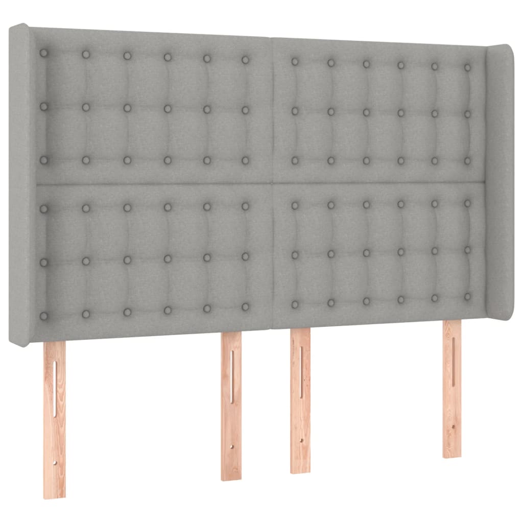 sengegavl med kanter 147x16x118/128 cm stof lysegrå