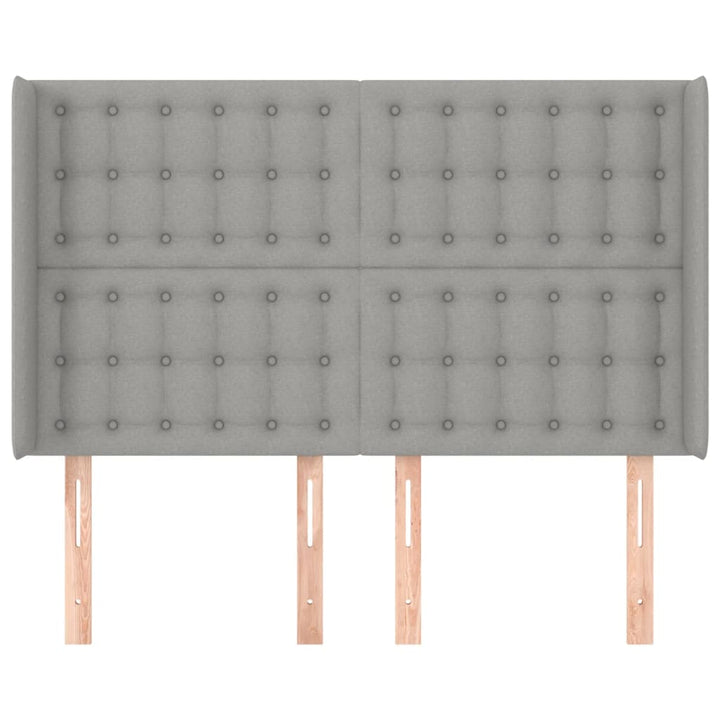 sengegavl med kanter 147x16x118/128 cm stof lysegrå
