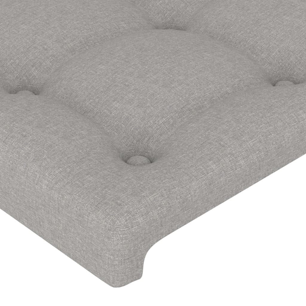 sengegavl med kanter 147x16x118/128 cm stof lysegrå