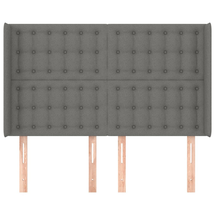 sengegavl med kanter 147x16x118/128 cm stof mørkegrå