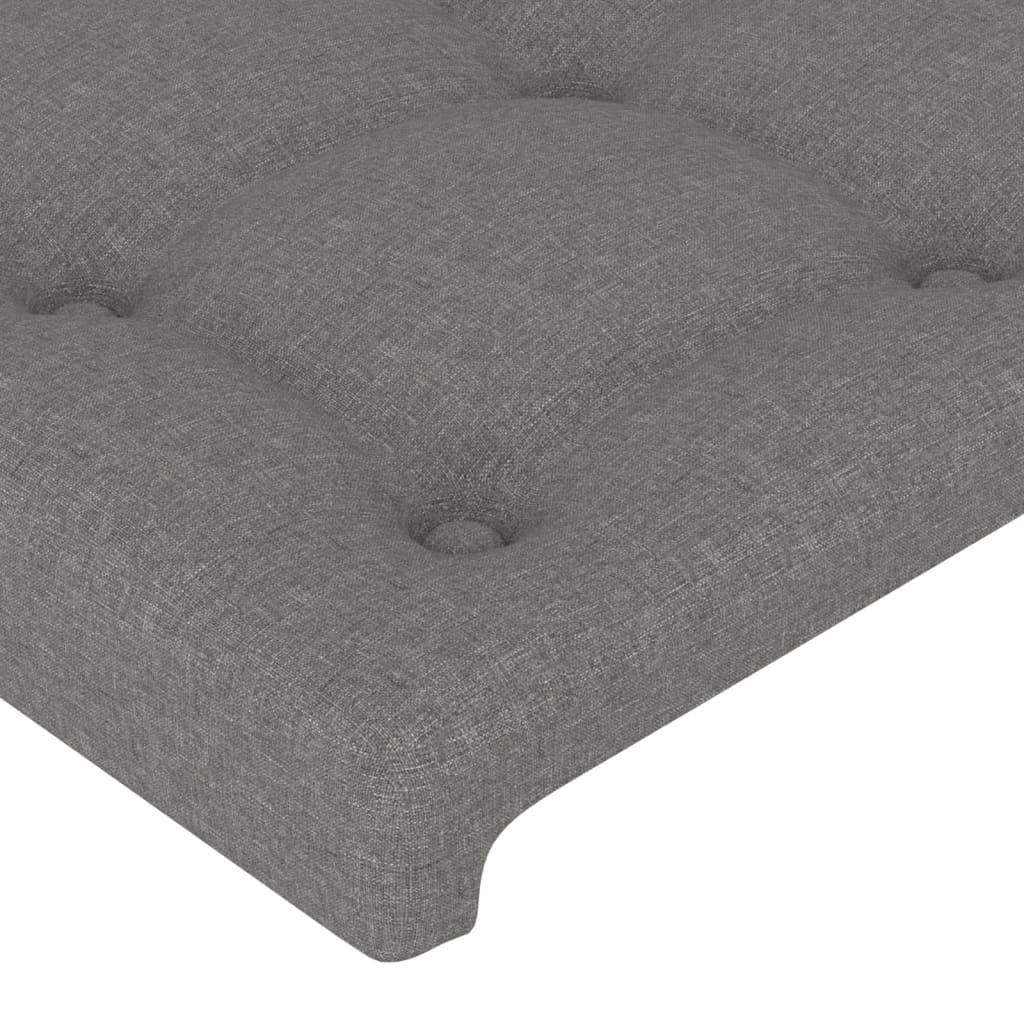 sengegavl med kanter 147x16x118/128 cm stof mørkegrå