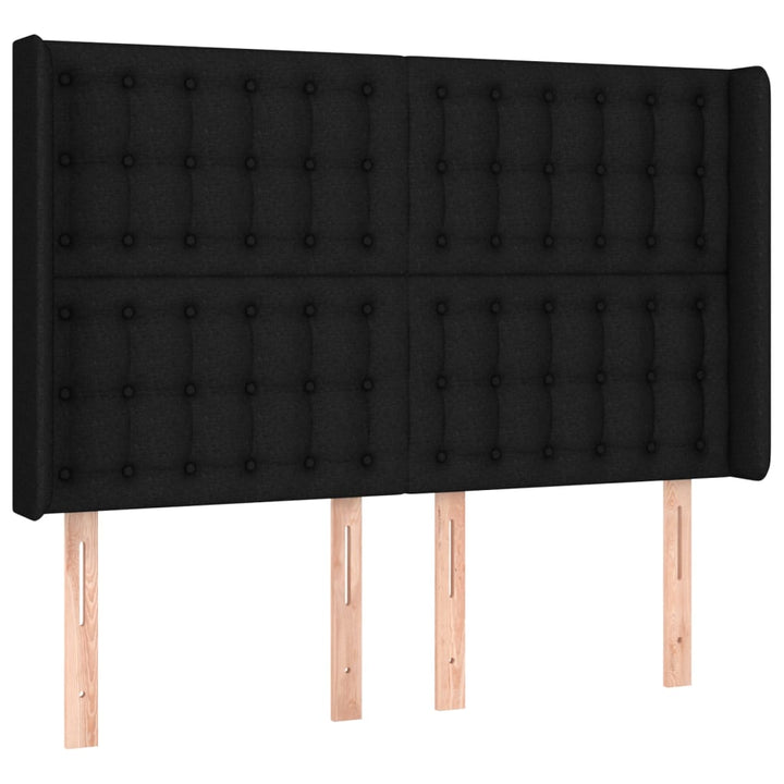 sengegavl med kanter 147x16x118/128 cm stof sort