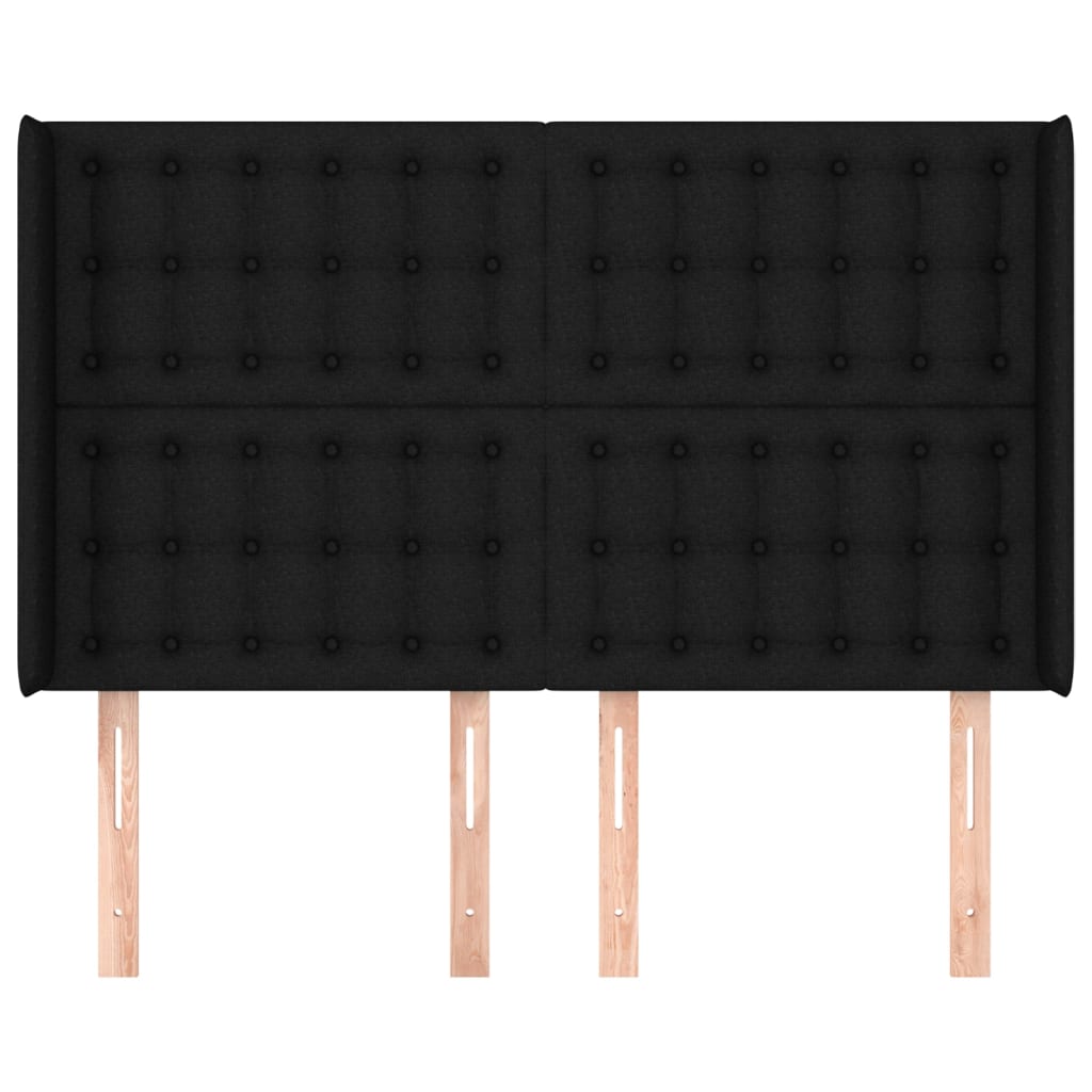 sengegavl med kanter 147x16x118/128 cm stof sort