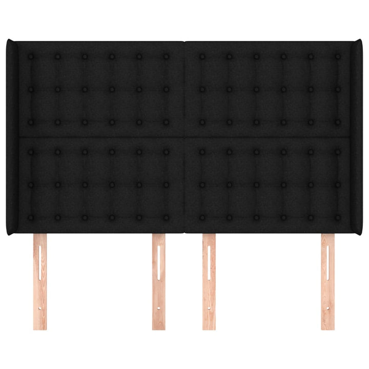 sengegavl med kanter 147x16x118/128 cm stof sort