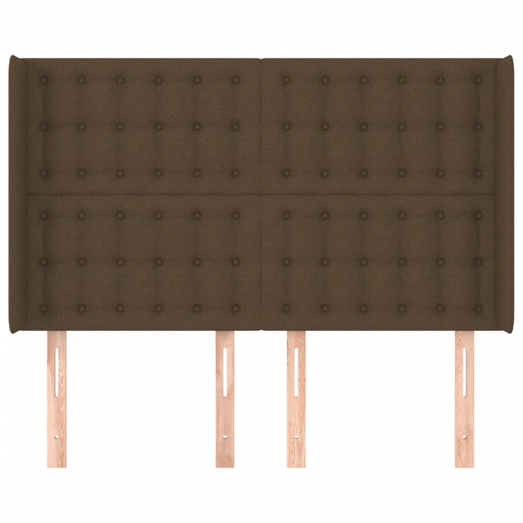 sengegavl med kanter 147x16x118/128 cm stof mørkebrun