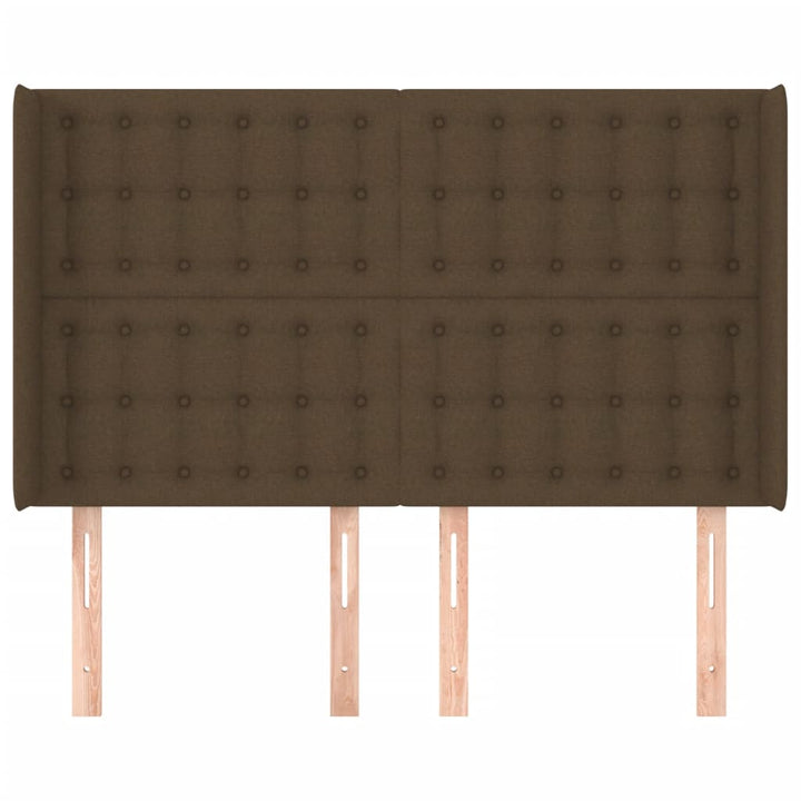 sengegavl med kanter 147x16x118/128 cm stof mørkebrun