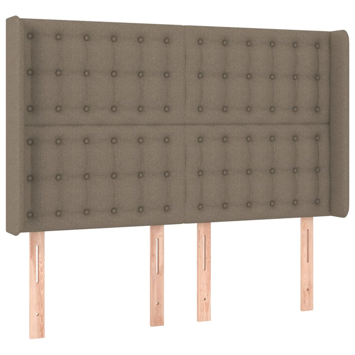 sengegavl med kanter 147x16x118/128 cm stof gråbrun