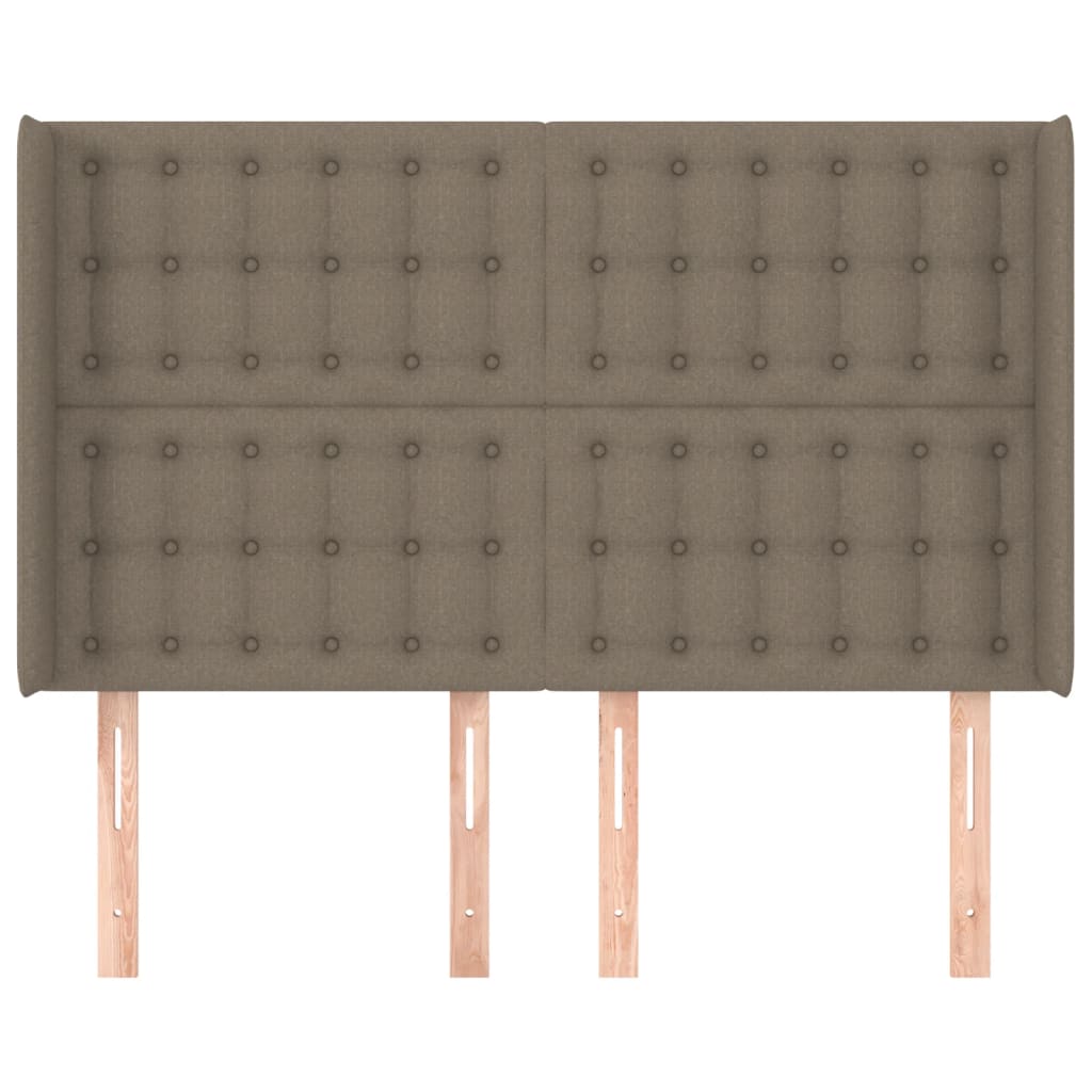 sengegavl med kanter 147x16x118/128 cm stof gråbrun