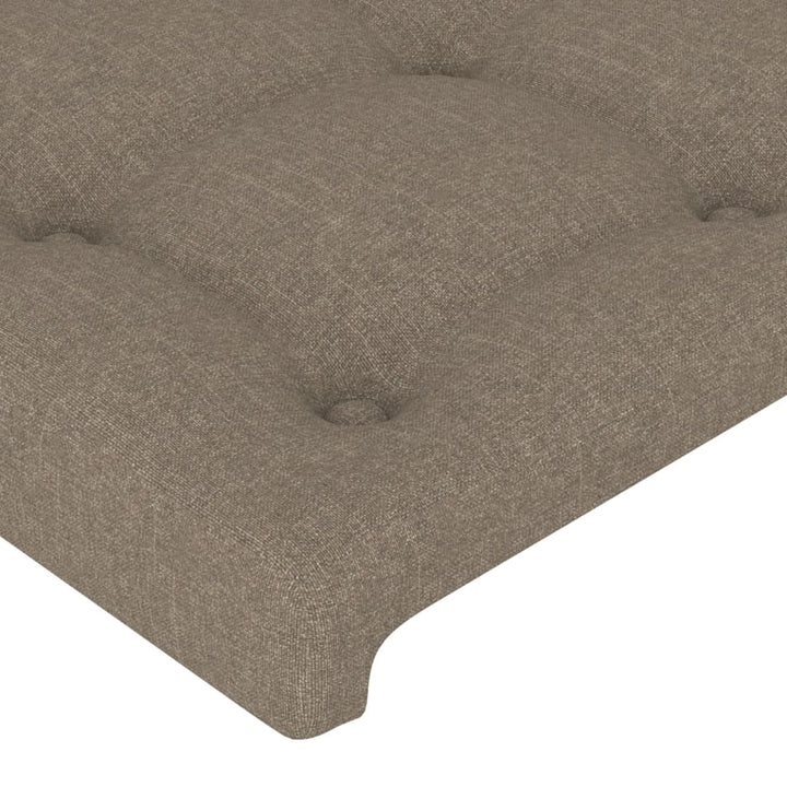 sengegavl med kanter 147x16x118/128 cm stof gråbrun