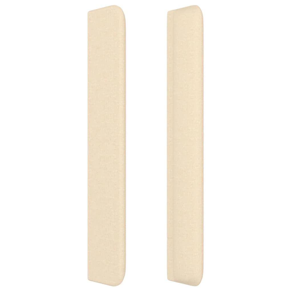 sengegavl med kanter 147x16x118/128 cm stof cremefarvet