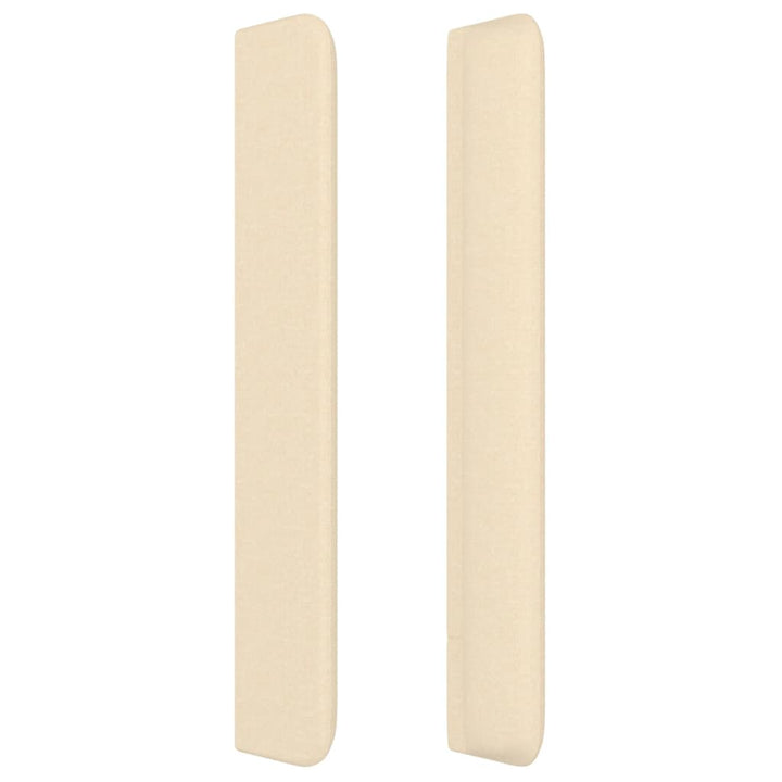 sengegavl med kanter 147x16x118/128 cm stof cremefarvet