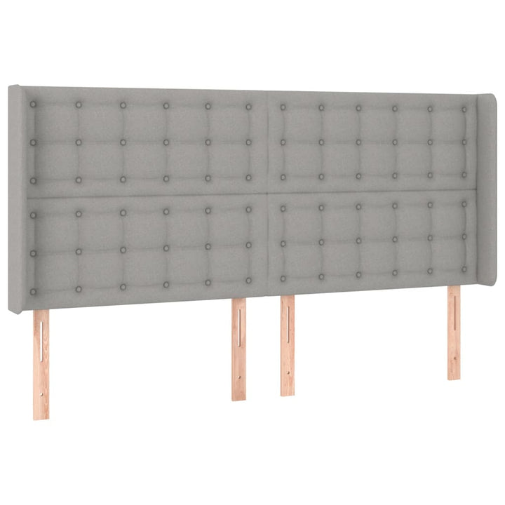 sengegavl med kanter 163x16x118/128 cm stof lysegrå