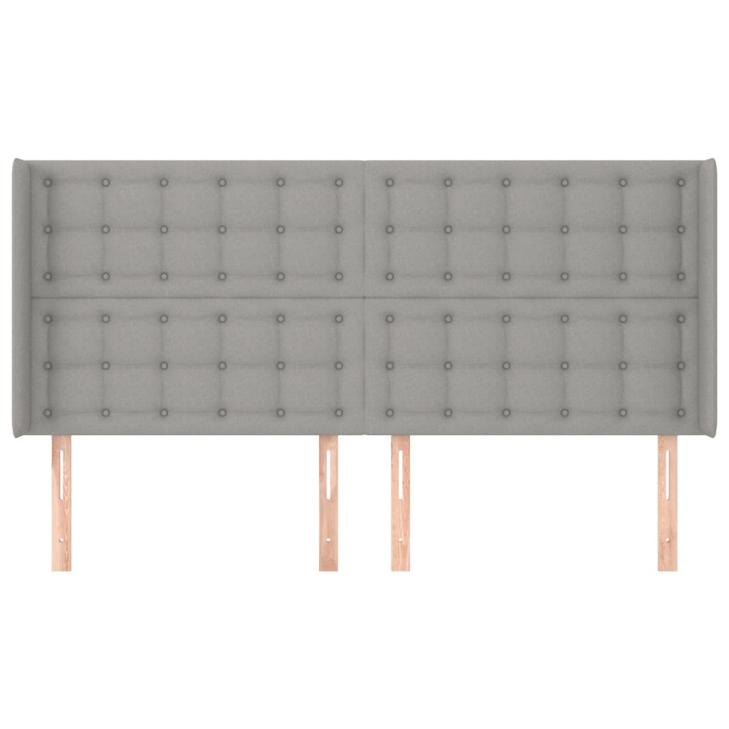 sengegavl med kanter 163x16x118/128 cm stof lysegrå