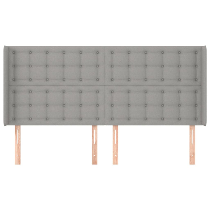 sengegavl med kanter 163x16x118/128 cm stof lysegrå