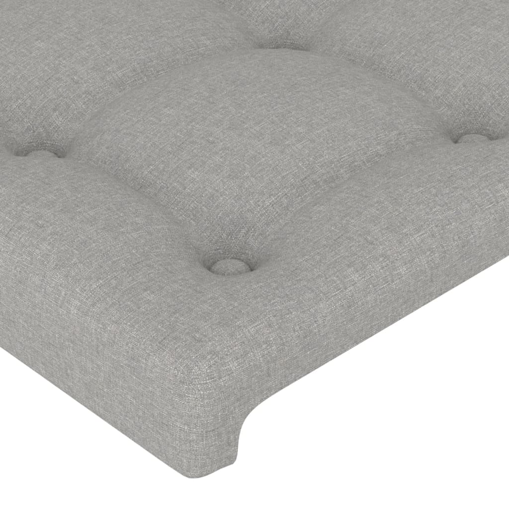 sengegavl med kanter 163x16x118/128 cm stof lysegrå